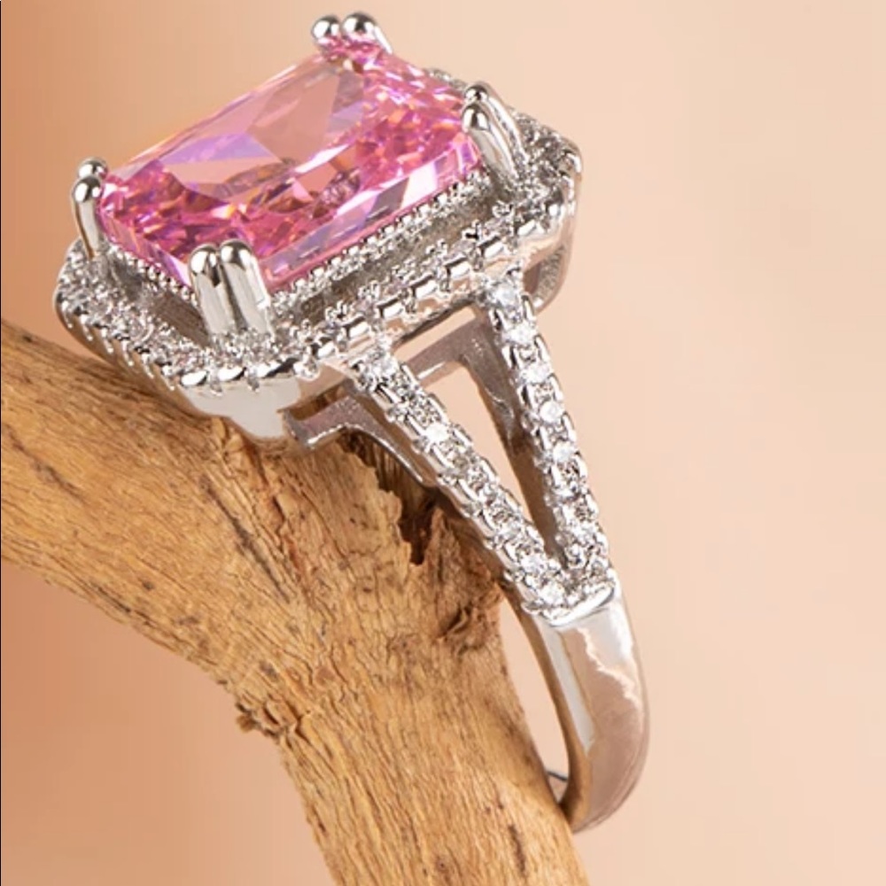 925 💎STERLING  SILVER  Topaz Pink Zircon size 8-8.5